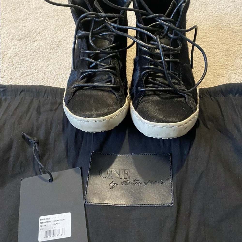 One Teaspoon Lucky Stars Black Ponyhair Sneakers